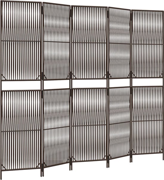 LW Collection Kamerscherm 5 panelen hout bruin 170x200cm - paravent - scheidings | Leen Bakker