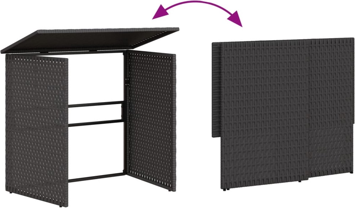 vidaXL - Tuinbank - met - tafel - en - kussens - L-vormig - poly - rattan - zwart thumbnail 6