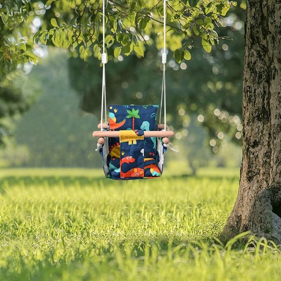 Kinderschommel met kussen, babyschommel voor binnen, houten schommel voor baby's, outdoor, schommel, tuin, peuters, babyschommel, kinderschommel, hout, schommel voor kinderen, indoor, van Kinder — afbeelding 2