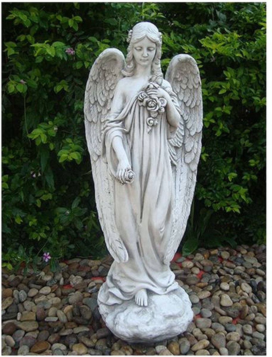 Ange Couché – Statue En Plâtre Synthétique – Blanc – Classique