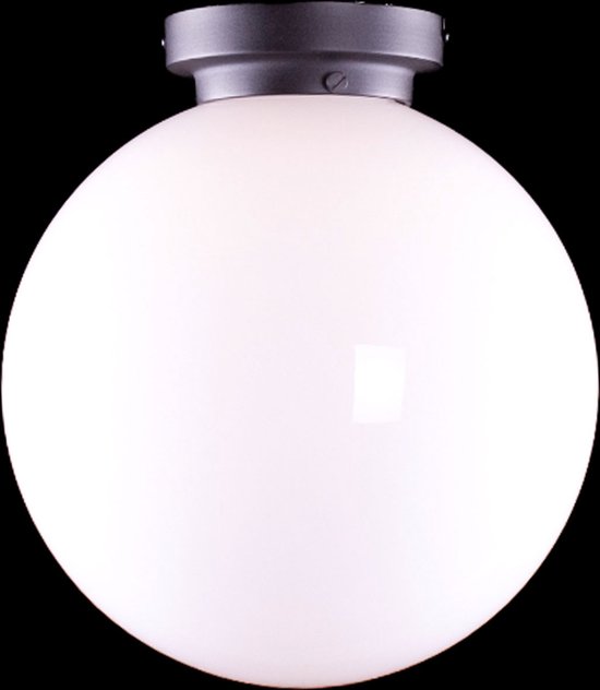 Art deco plafondlamp Globe | Ø 30 cm | zwart / wit / opaal glas | gispen / retro / jaren 30