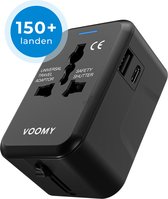 Voomy World - 150+ Landen - 2 Portes USB - World Plug - Zwart