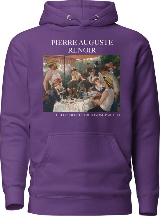 Pierre-Auguste Renoir 'De lunch van het roeipartijtje' ("The Luncheon of the Boating Party") Beroemd Schilderij Hoodie | Unisex Premium Kunst Hoodie | Paars | S