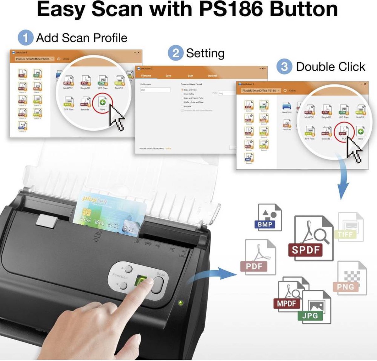 Plustek SmartOffice PS186 Documentscanner duplex A4 600 x 600 dpi 25 pag./min., 50 Beelden/min USB thumbnail 2