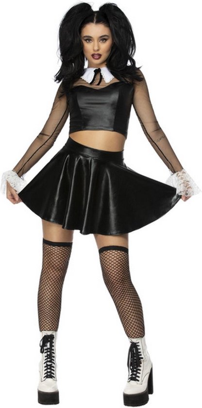 Smiffy's - Leraar & Professor & Scholier & Student Kostuum - Gothic Bad Schoolgirl Hestia - Vrouw - Zwart - Small - Halloween - Verkleedkleding
