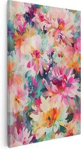 Artaza Canvas Schilderij Kleurrijke Bloemen op een Witte Achtergrond - 60x90 - Muurdecoratie - Foto Op Canvas - Canvas Print