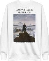 Caspar David Friedrich 'De Wandelaar boven de Nevelzee' ("Wanderer Above the Sea of Fog") Beroemd Schilderij Sweatshirt | Unisex Premium Sweatshirt | Wit | S