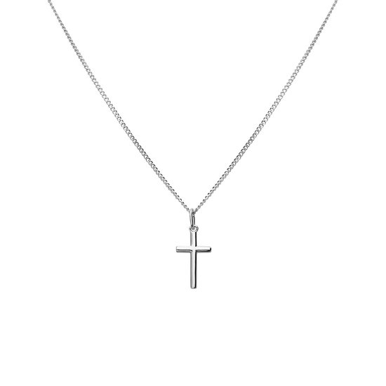 Lucardi Dames Zilveren ketting met hanger kruis - Ketting - 925 Zilver - Zilverkleurig