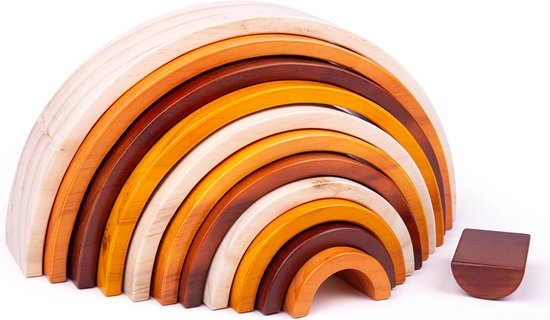 Bigjigs Natuur Houten StapelRegenboog Groot van Big. — afbeelding 4