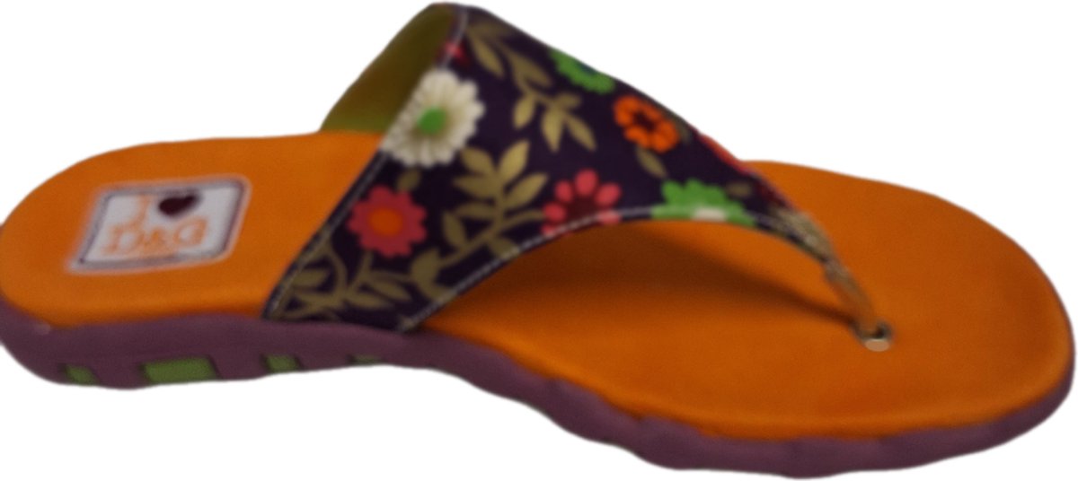 D&G WOOD SLIPPER MET FLEURIL BOVENDECK EN ORANGE SOLE SIZE 39