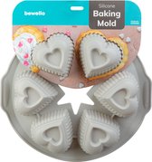Bewello - Siliconen Bakvorm Hartjes - Cupcakes Muffin Silicone Bakvorm - Hart Chocolade Cakejes - 28 x 25,7 x 4,5 cm