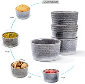 Keramische soufflébekers set - van 8 grijze porseleinen - voor muffins cup cakes en puddingen