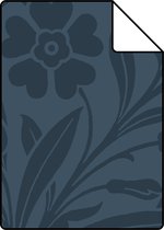 Proefstaal ESTAhome behangpapier bloemen donkerblauw - 139296 - 26,5 x 21 cm