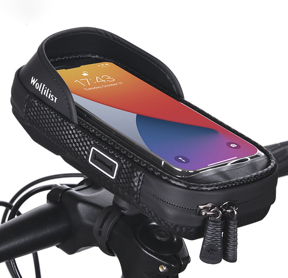 Andyou-fietshouder voor mobiele telefoons - draaibaar ontwerp - waterdichte tas voor mobiele telefoons - geschikt voor fietsen, motorfietsen, elektrische voertuigen enz. - geschikt voor mobiele telefoons onder de 6.5 inch