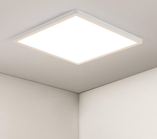 Goeco plafondlamp - 30cm - Medium - LED - 24W - 2700LM - 4500K - neutraal wit licht - ultradun vierkant - IP44 - voor badkamer slaapkamer keuken woonkamer balkon