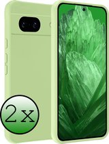 Hoes Geschikt voor Google Pixel 8a Hoesje Siliconen Back Cover Case - Hoesje Geschikt voor Google Pixel 8a Hoes Cover Hoesje - Groen - 2 Stuks