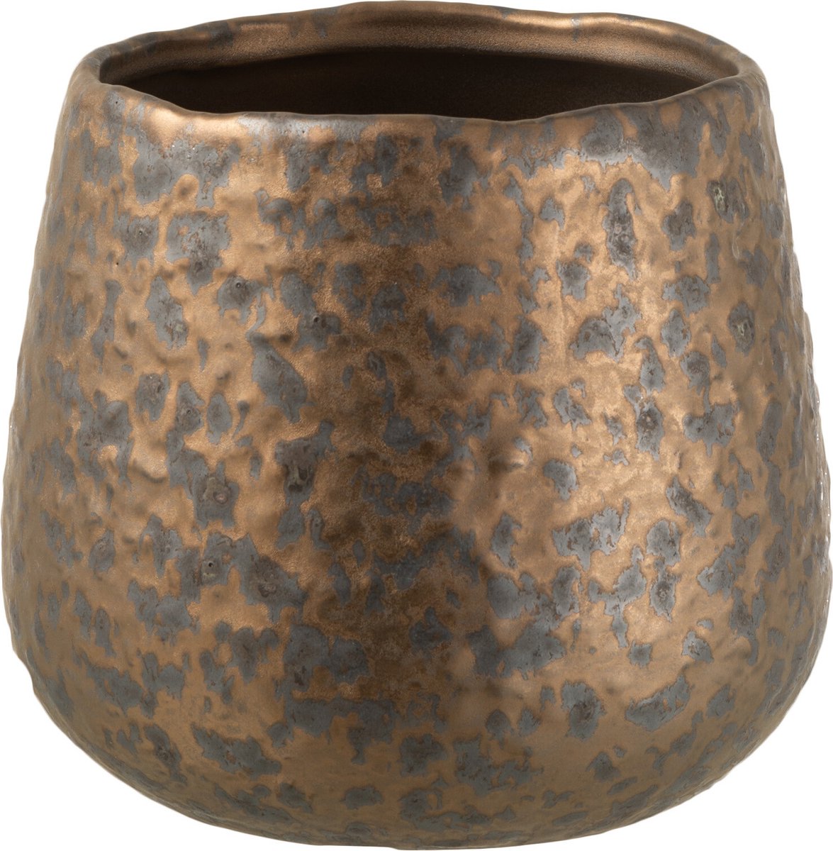 J-Line bloempot Spikkel Rond - keramiek - koper - large - Ø 16 cm
