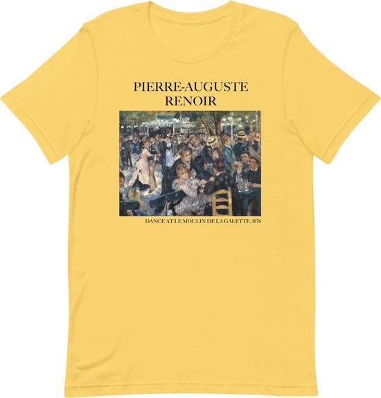 Pierre-Auguste Renoir 'Dans in Le Moulin de la Galette' ("Dance at Le Moulin de la Galette") Beroemd Schilderij T-Shirt | Unisex Klassiek Kunst T-shirt | Geel | S