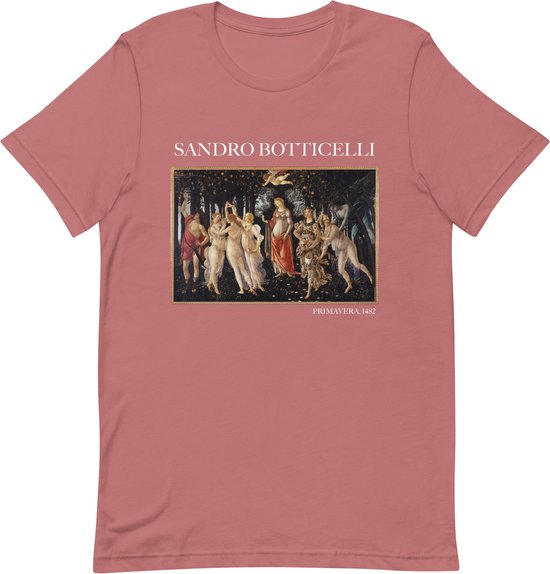 Sandro Botticelli 'Primavera' ("Primavera") Beroemd Schilderij T-Shirt | Unisex Klassiek Kunst T-shirt | Mauve | L