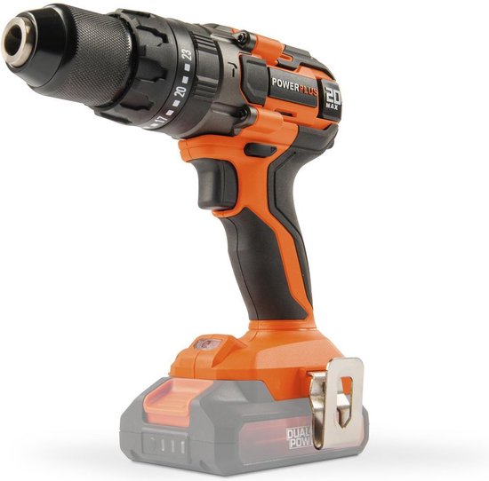 Dual Power Accu klopboormachine POWDP15200 - 3 in 1: boren hamerboren en schroeven, 20 V boormachine, 50 Nm, Links en rechts schroeven, Zonder accu en lader