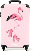 NoBoringSuitcases.com® - Kinderkoffer meisjes - Roze flamingo - 55x35x25
