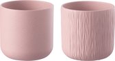 J-Line bloempot Gen - keramiek - roze - XL - Ø 20.50 cm - 2 stuks - moederdag cadeautje