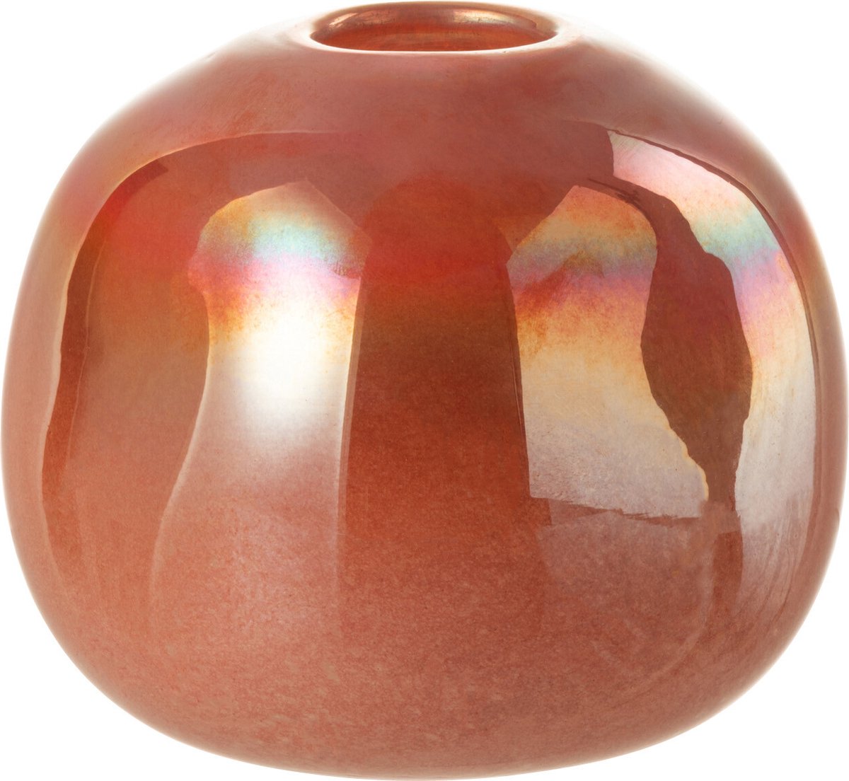 J-Line vaas Bol - glas - rood - small - Ø 13.5 cm