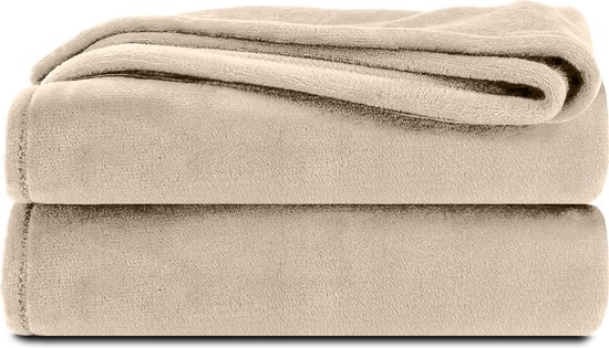 Komfortec Fleece Deken - Met kasjmier gevoel - Plaid - 150x200 cm – Super Zacht – Beige