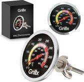 GrillX Thermomètre de barbecue montable Celsius et Fahrenheit - jauge de température - jusqu'à 400 degrés - intégré - pour BBQ, fumeur, kamado