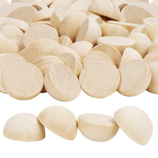 Belle Vous Natuurlijk Onbewerkt Halve Houten Hobby Ballen 100 Pak 