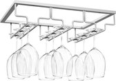 Wine Glass Rack Under Cabinet Stemware Holder Storage Hanger for Bar Kitchen (3 Rows) - Nano Silver Wine rack