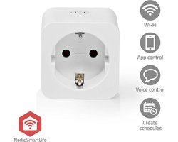 Nedis SmartLife Slimme Stekker – Tijdschakelaar – Voor binnen – Energiemeter – Max. 3680W – Wit – 1…