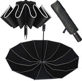 Stormvaste opvouwbare paraplu met 12 stangen - extra stabiel - Reverse Folding - automatische opening en sluiting - reflectoren - zwart umbrella