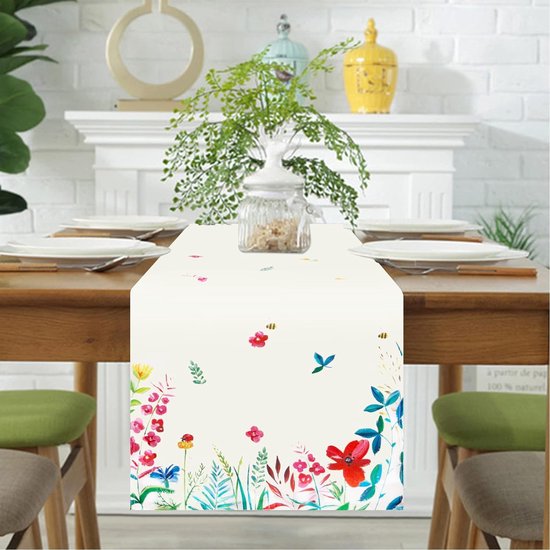 BAZIOE Linnen tafelloper beige 180 x 32 cm, moderne hoogwaardige en wasbare tafelloper voor eettafel, tafeldecoratie, meubels