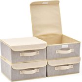 Opbergdoos met deksel Cube - Set van 4 - Opbergsysteem voor manden en kisten (grijs & beige) Wooden crates