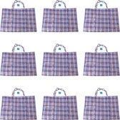 Big Shopper XL met Waterdichte Rits - Grote Boodschappentas - Set van 9 - Blauw, Wit & Rood