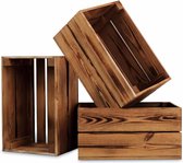 Ontslagen Houten Vintage Kisten 30x20x15 cm - Voor Diverse Doeleinden – Opbergkist Fruitkisten Wijnkisten en Decoratie - 3 Stukken Wooden crates