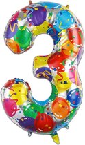 LUQ - Cijfer Ballonnen - Cijfer Ballon 3 Jaar Balloon XL Groot - Helium Verjaardag Versiering Feestversiering Folieballon