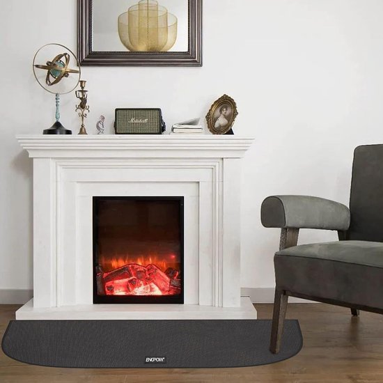 Tapis de Brasero Rond,120cm Tapis de Foyer Résistant à la Chaleur,Tapis Ignifuge