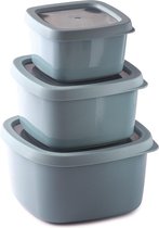 Aromabox | Set van 3 luchtdichte voedselcontainers | 0,5L, 1L, 1,5L | 3 voedselbewaarcontainers met plastic deksels | | 0% BPA