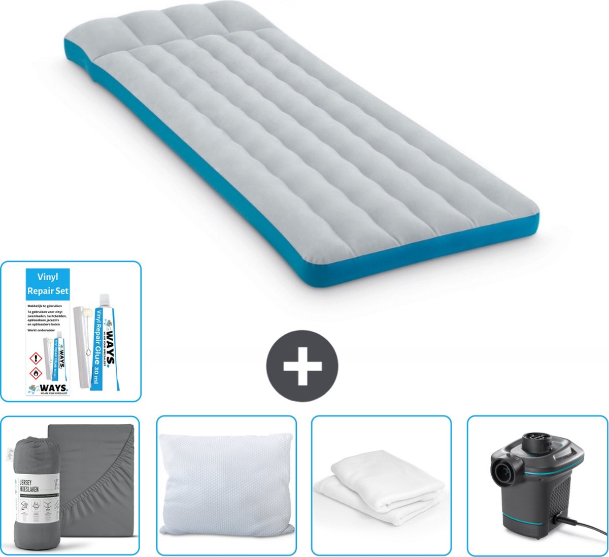 Intex Campingmat - Twijfelaar - 72 x 189 x 20 cm - Blauw - Inclusief Accessoires CB10