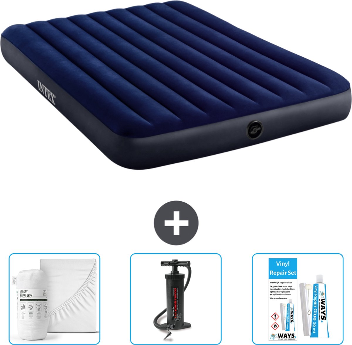 Intex Luchtbed - 2-Persoons - 152 x 203 x 25 cm cm - Blauw - Inclusief Accessoires CB3