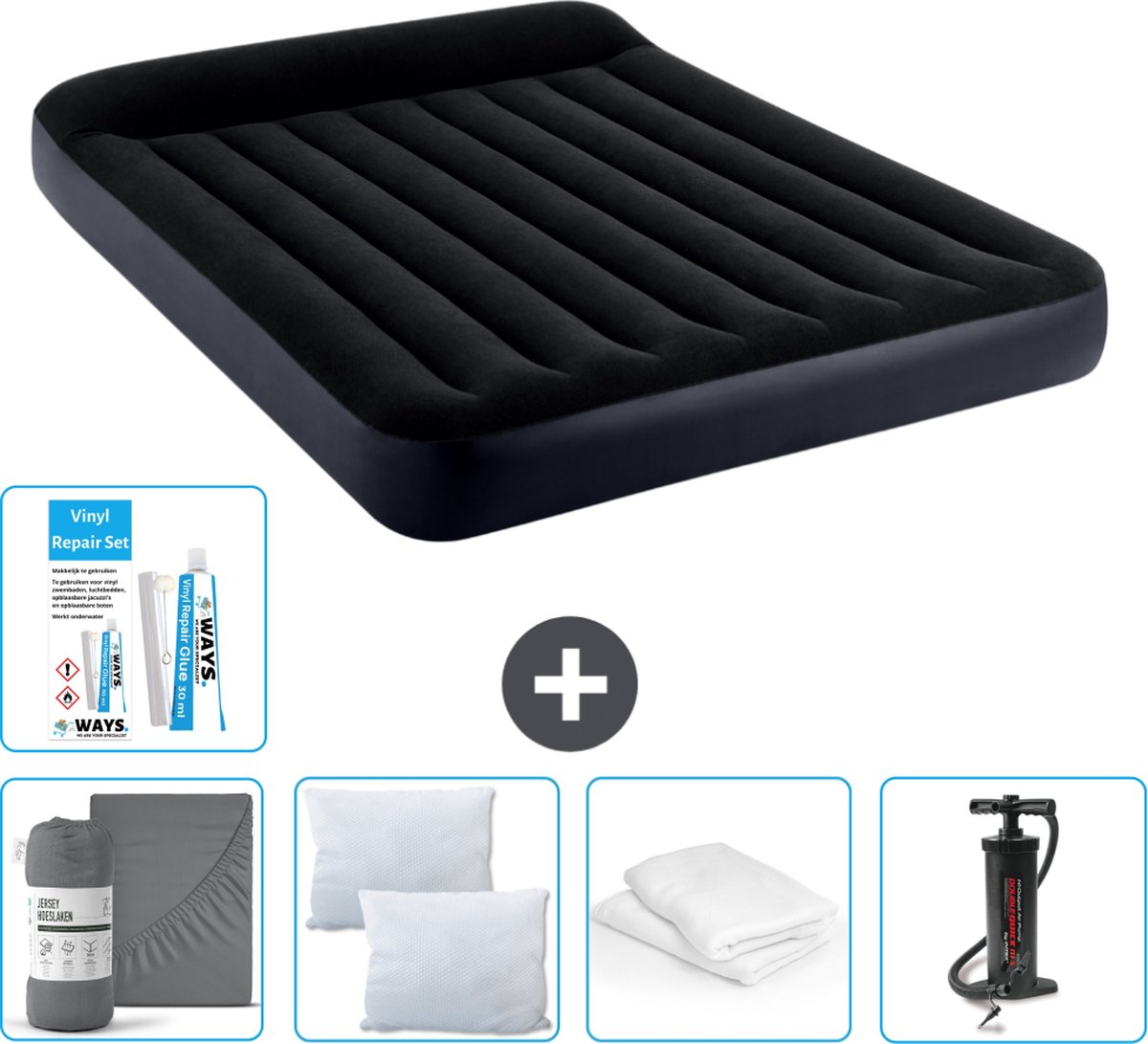 Intex Luchtbed - 2-Persoons - 152 x 203 x 25 cm - Donkerblauw - Inclusief Accessoires CB9