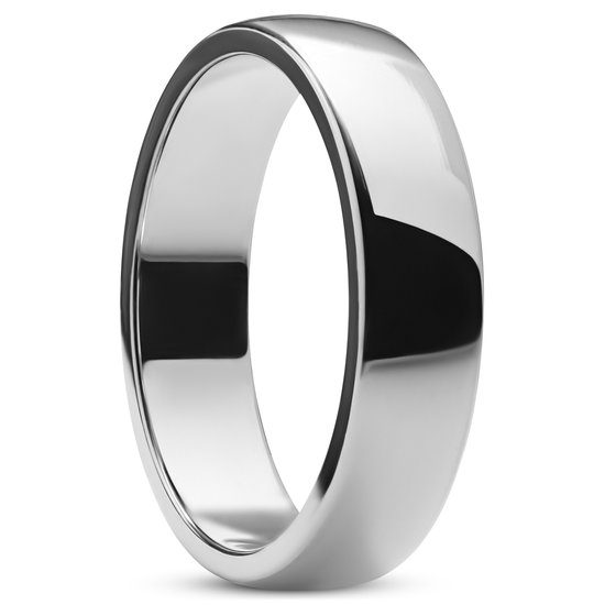 Lucleon - Ferrum - Zilverkleurige roestvrijstalen ring voor heren - 6 mm
