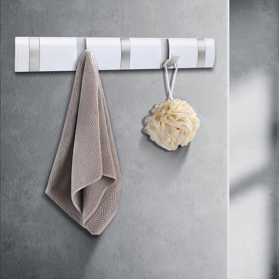 Patère De Porte Métal 8 Crochets Céramique Blanc 37x19x12cm