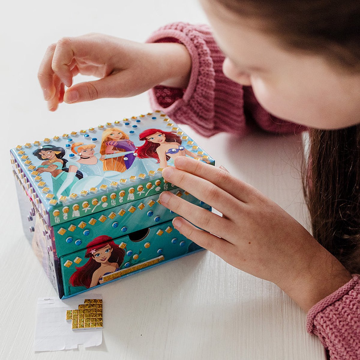 Disney Princess Totum - prinsessen sieraden doosje juwelenkistje versieren met mozaïek - speelgoed meisjes knutselset vanaf 3 jaar — afbeelding 13