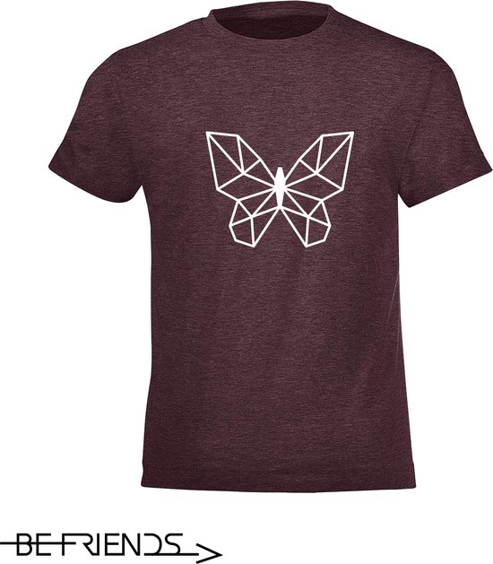Be Friends T-Shirt - Vlinder - Heren - Bordeaux - Maat S