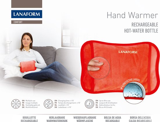 Lanaform - Elektrische Handwarmer / Elektrische Kruik - Extrazacht - Met Binnenzak - Oplaadbaar Tot 4 Uur Lang - Oranje
