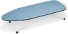 Kleine strijkplank met hittebestendige hoes, inklapbare poten en lichtgewicht, extra lang strijkoppervlak met haak voor opbergen, 92 x 34 cm, blauw en wit