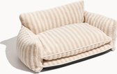Canapé-lit pour chien double couche rayé de luxe Trendy en laine d'agneau rayé Beige M - 60x40x30cm - Lit pour chien